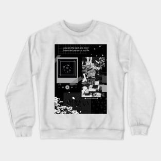 Grunge aesthetic beautiful anime animecore black and white gothic Crewneck Sweatshirt